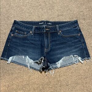Old Navy Women's Dark Blue Frayed Jean Shorts